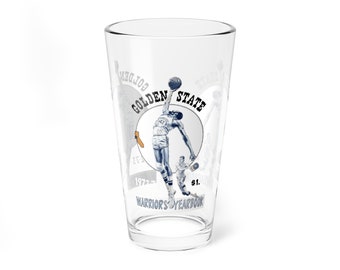 1972 -1973 Vintage Golden State Warriors Basketball Yearbook Cover -  Pint Glass, 16oz