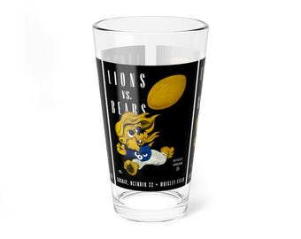 Mixing Glass, 16oz - 1944 Detroit Lions Football, Vintage Sports Barware, Cocktail Glassware, Retro Drinking Glass, Football Fan Gift,