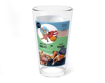 Mixing Glass, 16oz - Vintage 1952 Football Philadelphia Eagles Dallas Texans Memorabilia, Barware Decor Gift, Sports Fan Glassware, Unique