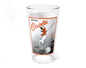 Vintage 1958 Baseball Baltimore Orioles Mixing Glass, 16oz - Retro Sports Bar Decor, Gift for Orioles Fans, Baseball Memorabilia, Man Cave