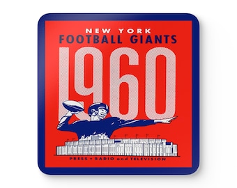 1960 Vintage New York Giants Football Media Guide Cover - Corkwood Coaster Set