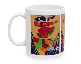 1939 Vintage Rose Bowl - Duke Blue Devils - Southern California Trojans Football Program Cover - Ceramic Mug, 11oz