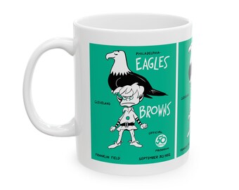Ceramic Mug, 1962 Eagles Football Browns, Coffee Cup, Sports Fan Gift, Vintage Football Memorabilia, Retro Design