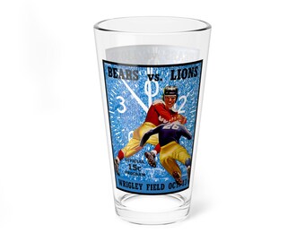 Mixing Glass, Vintage 1940 Football Bears - Lions Retro Design, Barware, Man Cave Decor, Sports Fan Gift, Tailgating Mug, Game Day Glassware