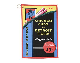 Vintage Sports Golf Towels - 1935 Baseball World Series Chicago Cubs Detroit Tigers Memorabilia, Golf Towel Set, Golf Course Accessories,