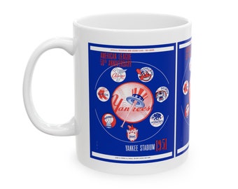 1951 Vintage New York Yankees Scorecard Cover - 50th Anniversary - American League - Ceramic Mug, 11oz