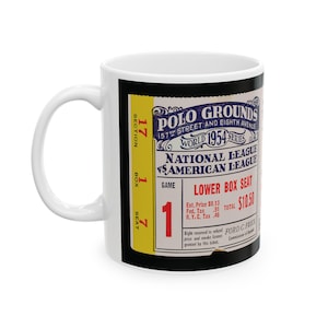 Baseball World Series Ticket Keramiktasse, Vintage New York Giants Cleveland Willie Mays Catch, 11 Unze, 15 Unze, Geschenk für Sportfans, Baseball