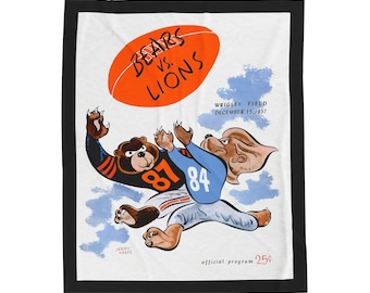 Plush Blanket, 1957 Football Chicago Bears Detroit Lions Design, Sports Fan Gift, Game Day Throw, Football Memorabilia, Cozy Home Decor