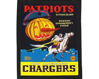 1960 Vintage Los Angeles Chargers - Boston Patriots Football Program Cover - Velveteen Plush Blanket