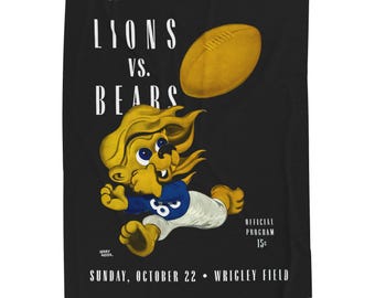 Velveteen Plush Blanket, 1944 Vintage Detroit Lions Football Program, Throw Blanket, Home Decor, Gift for Sports Fans, Game Day Blanket