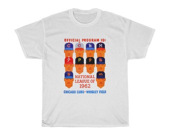 1962 Vintage Chicago Cubs Program Baseball Cover - National League - Heavy Cotton Tee