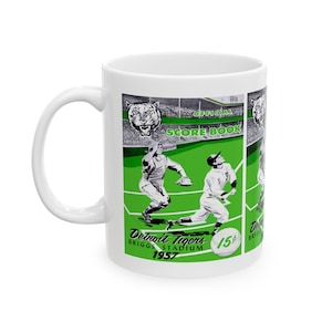 1957 Vintage Detroit Tigers Scorebook Cover - Ceramic Mug, 11oz, 15oz