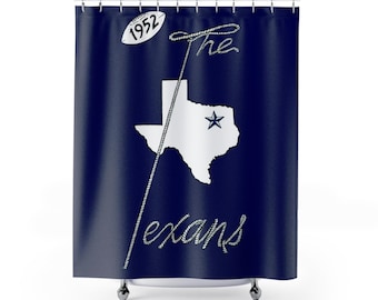 Vintage 1952 Dallas Texans Football Shower Curtain - Retro Sports Bathroom Decor, Football Fan Gift, Football Fanatic, Man Cave Decor