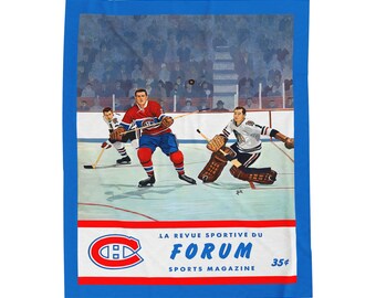 1962-1963 Vintage Montreal Canadiens Hockey Program Cover - Velveteen Plush Blanket