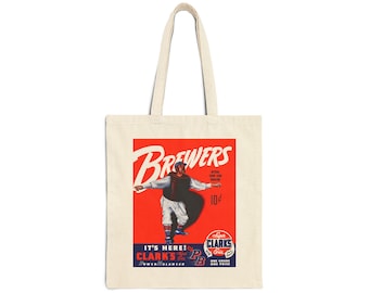 1951 Vintage Milwaukee Brewers Baseball Program Cover - Cotton Canvas Tote Bag