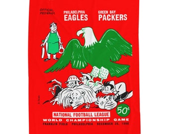 1960 Vintage Philadelphia Eagles - Green Bay Packers Football Championship Program - Velveteen Plush Blanket