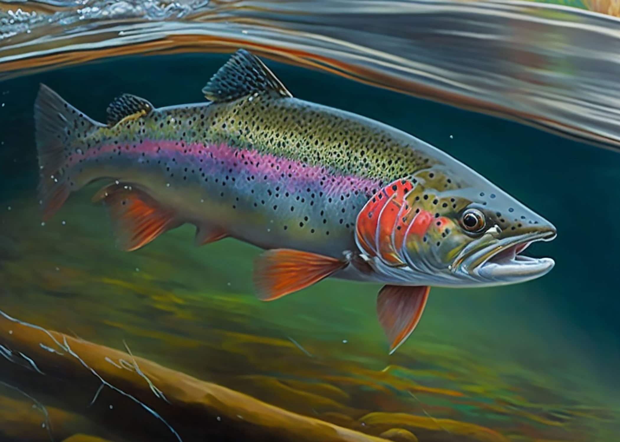 Rainbow Trout Watercolor Art, Fly Fisherman Gift, Gift for Dad, Lake ...