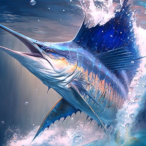 Sailfish Splashing In Ocean / 5 Standard Sizes / Instant Download / By Craig Reese