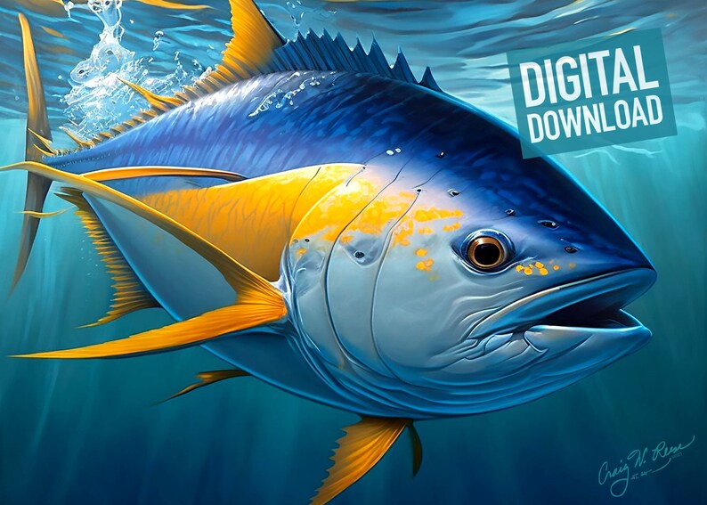 Yellow Fin Tuna / 5 Standard Ratio Sizes / Digital Download / Etsy
