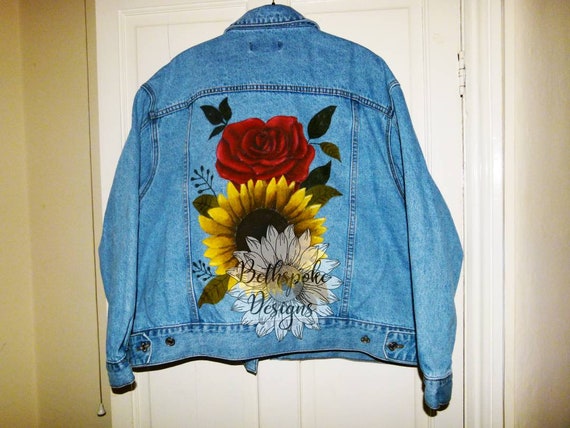 painted denim jacket etsy