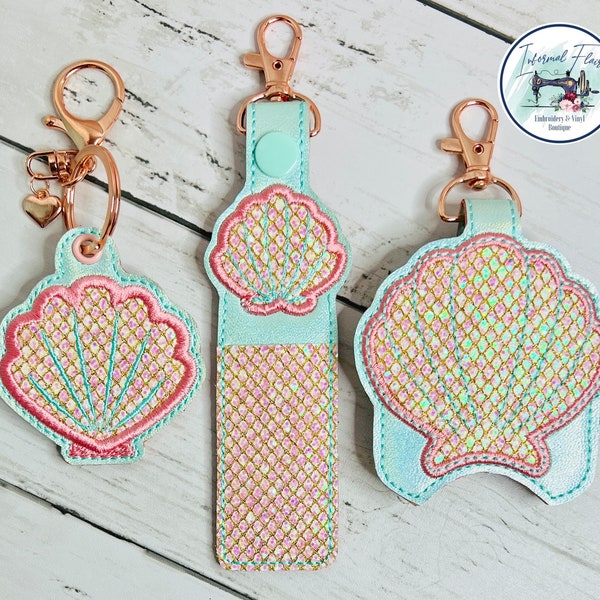 Seashell Beachy Sanitizer / Lip Balm / Keychain Holder Set for Beach Bags / Handbags / Backpacks