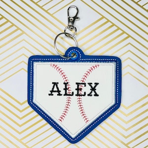 Personalized Baseball Home Plate Backpack Bag Tag Keychain