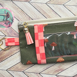 Mushroom Checkered Lanyard ID Wallet