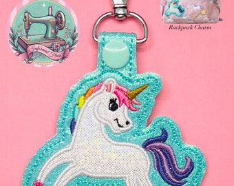 Unicorn Keychain Key Fob Bag Tag Charm