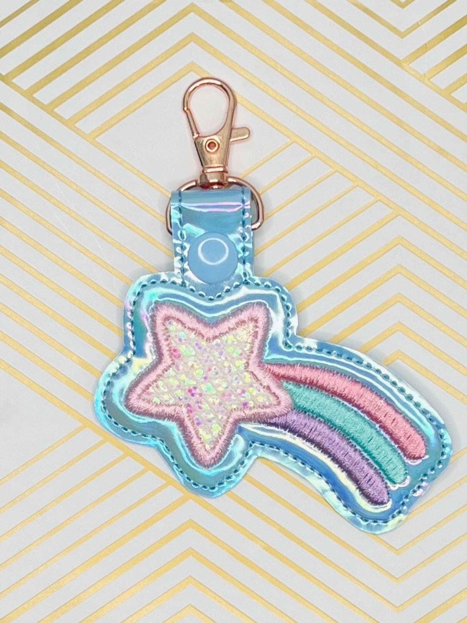 Shooting Star Rainbow Keychain / Decorative Fob / Bag Tag