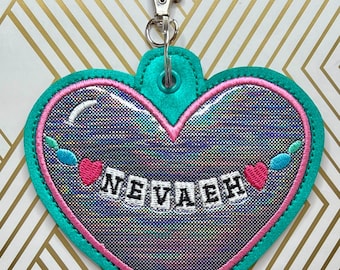 Personalized Friendship Bracelet Heart Bag Tag / Backpack Charm