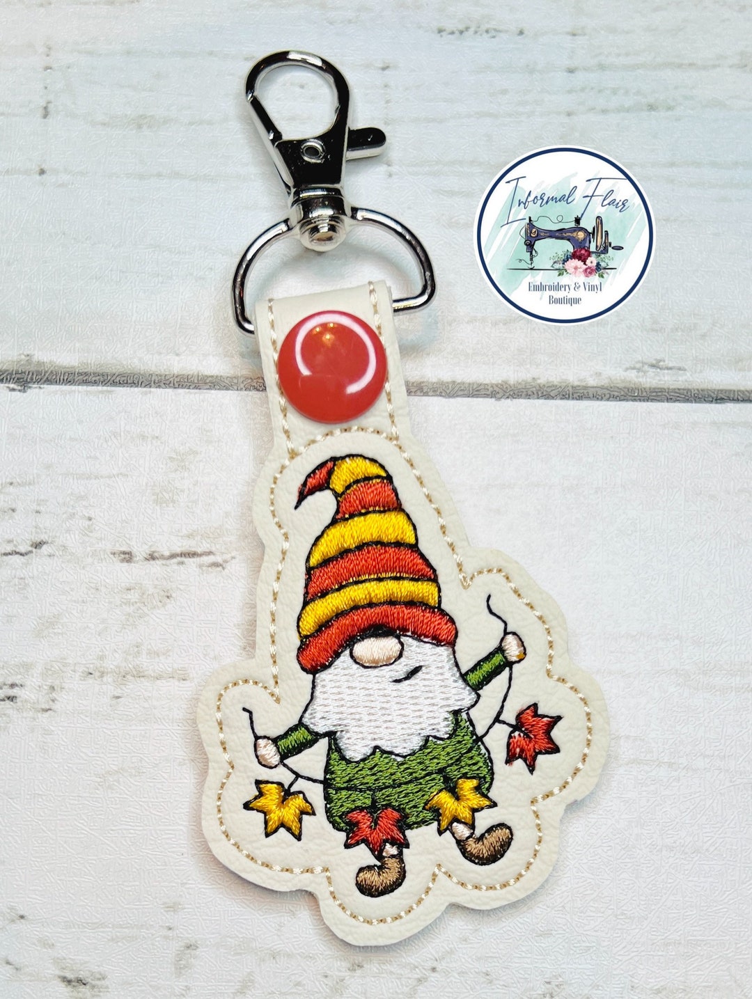 Fall Gnome Keychain Key Fob Bag Tag Etsy