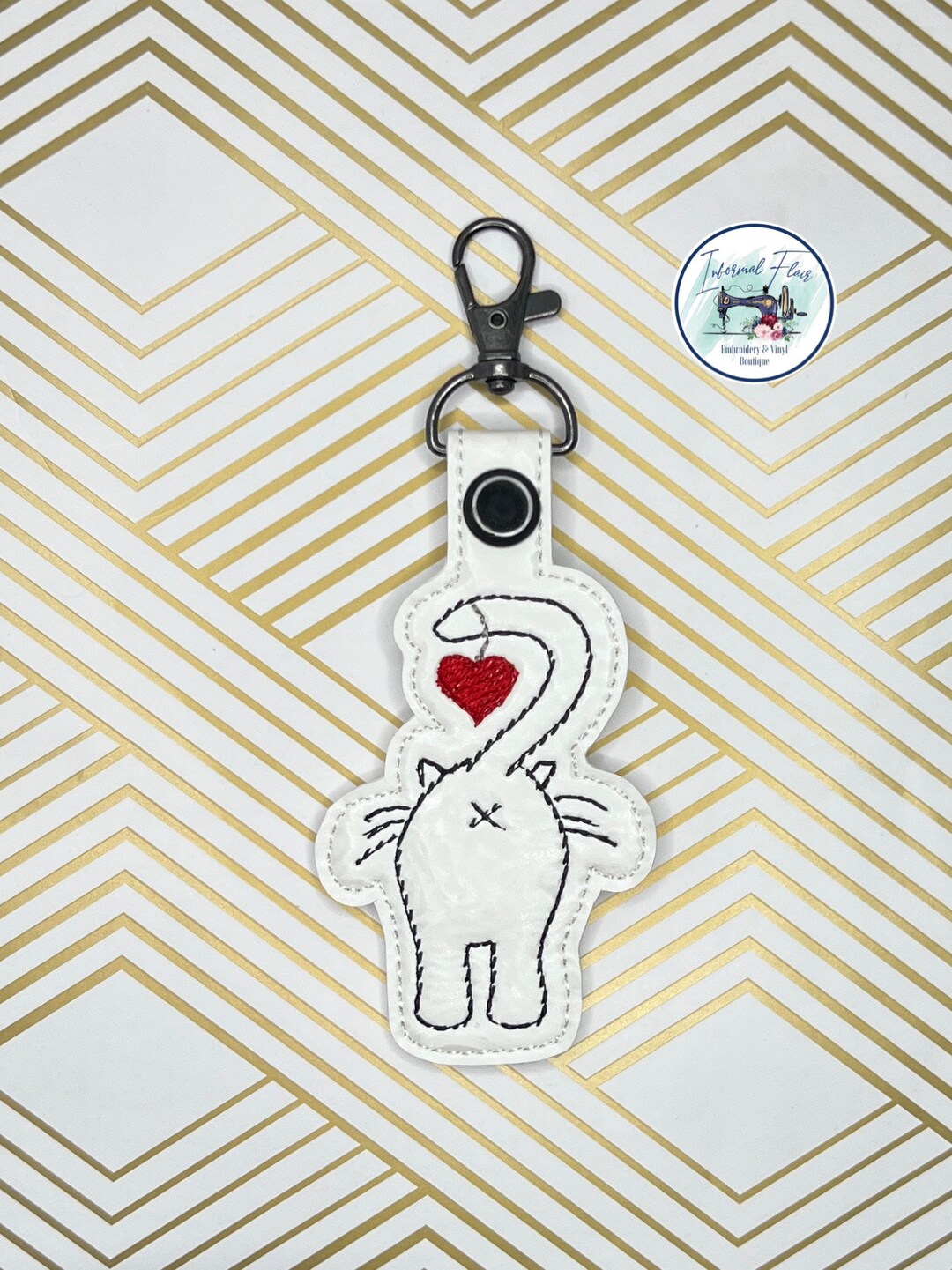 Cat Bum Keychain Key Fob Bag Tag Etsy