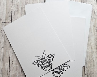 Bumblebee note card set of 10, envelopes included Spring summer gift stationary