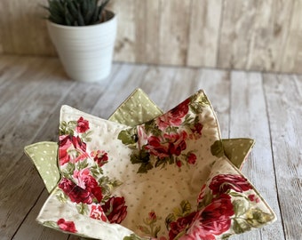 Microwaveable Bowl Holder cozy Charlie Brown cowhide daisy, roses, marshlands