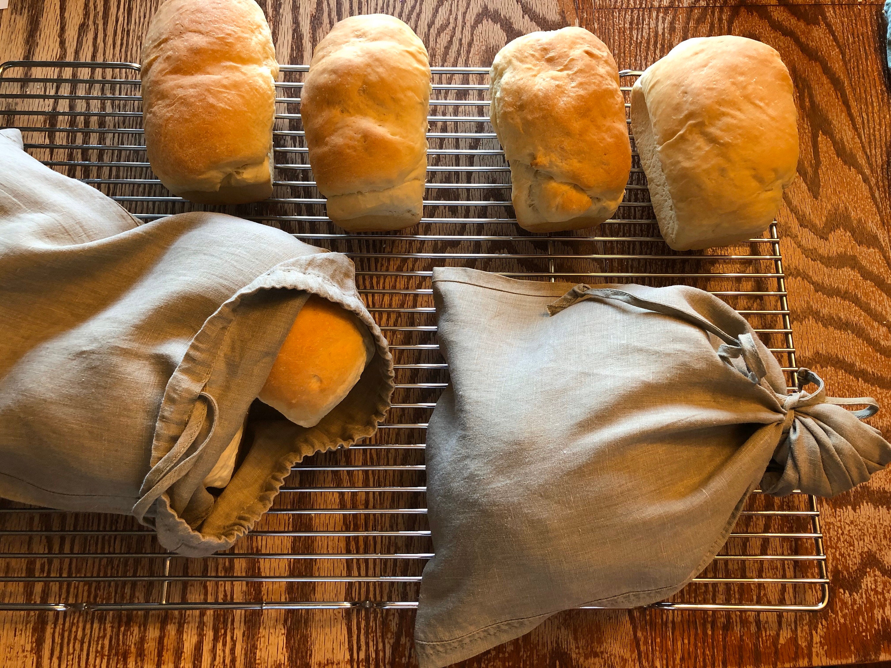 Juegos de 2 bolsas de pan de lino Bolsas de almacenamiento de | Etsy