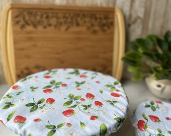 Strawberry Bowl Cover: Reusable Cloth Jar Lid for Sourdough and  food storage