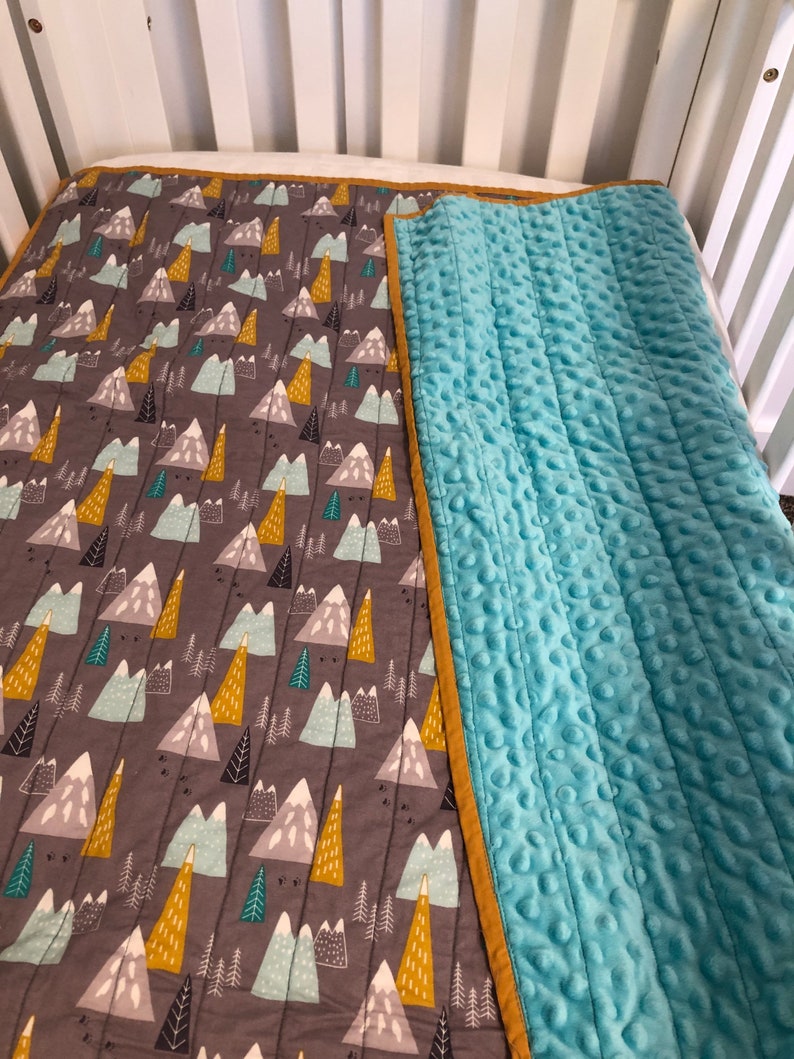 Whole Cloth Quilt Baby Blanket Nursery Quilt or Matching Bib Etsy