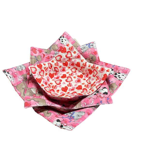Microwaveable set of 3, 1 plate, 1 large bowl, 1 regular bowl cozie or purchase regular bowl cozy separately