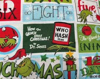 Christmas Green Grinch fabric 100% cotton brand new