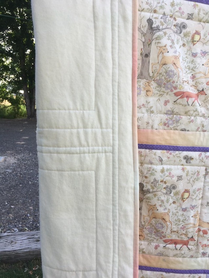 Attic window woodland scene baby girl quilt baby blanket Nursery quilt