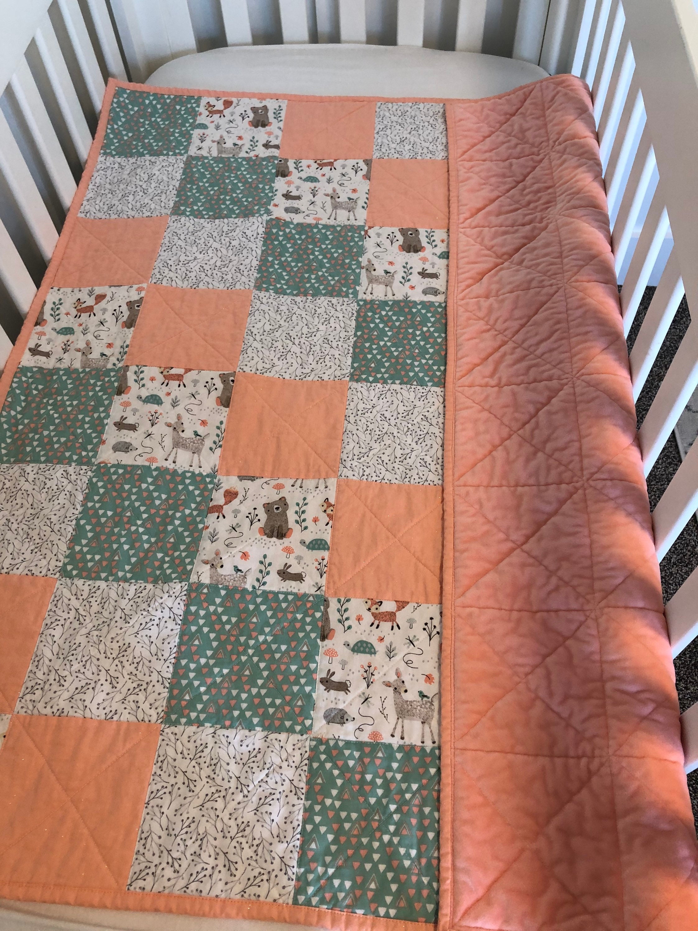 Baby girl quilts Girls quilts Quilts Baby girl quilt in pink and brown cotton flannel