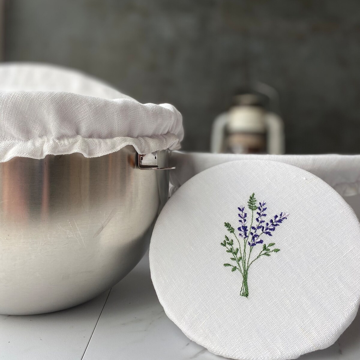 Linen Embroidered Bowl and Jar Covers, You Choose Lining - Etsy