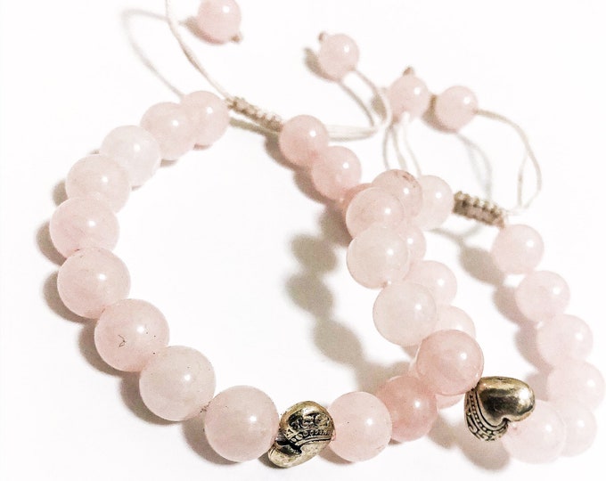 Mommy daughter Rose Quartz matching bracelet set