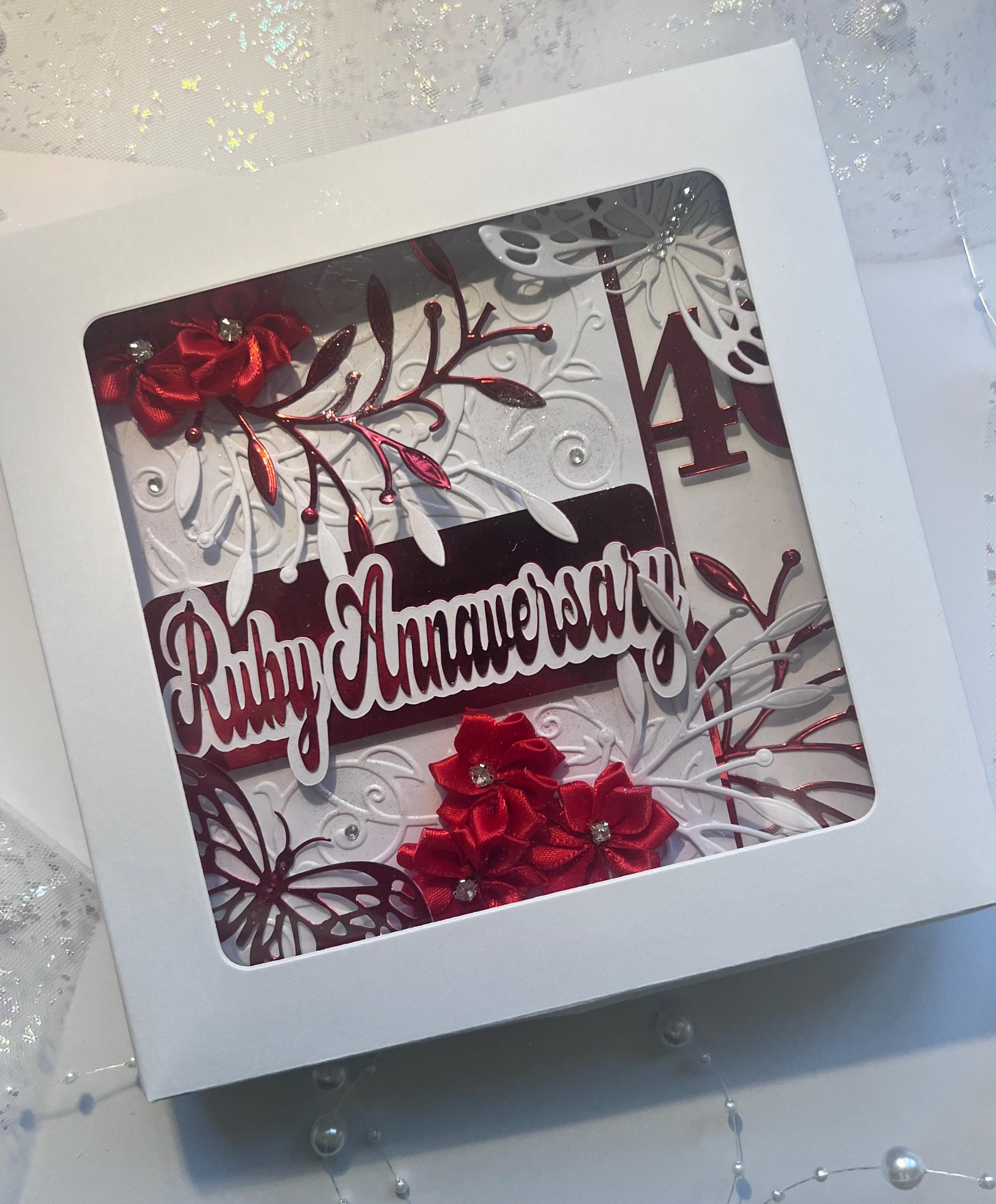 Ruby Wedding Anniversary Luxury Boxed Handmade Card - Etsy UK