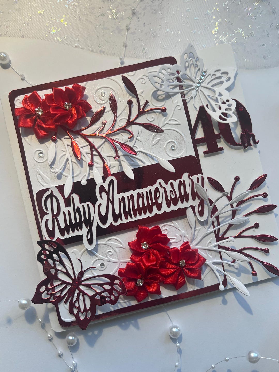Ruby Wedding Anniversary Luxury Boxed Handmade Card - Etsy UK