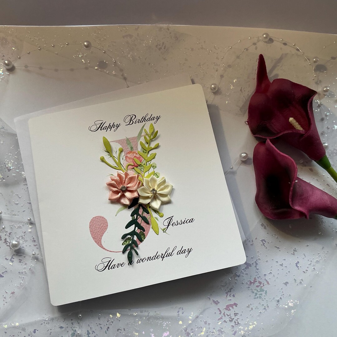 Personalised Alphabet Birthday Card, Handmade Initial & Name Card With ...