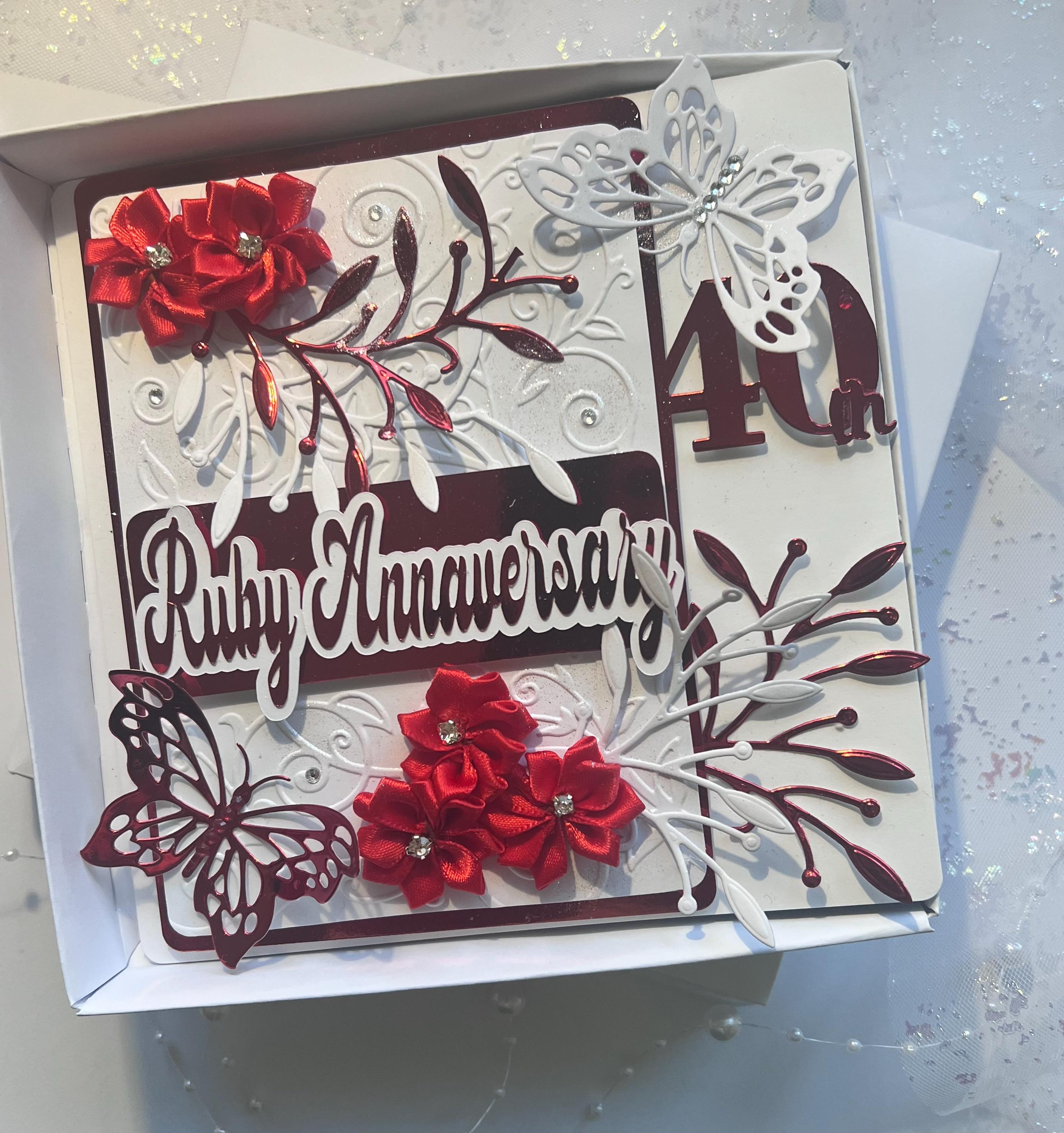Ruby Wedding Anniversary Luxury Boxed Handmade Card - Etsy UK