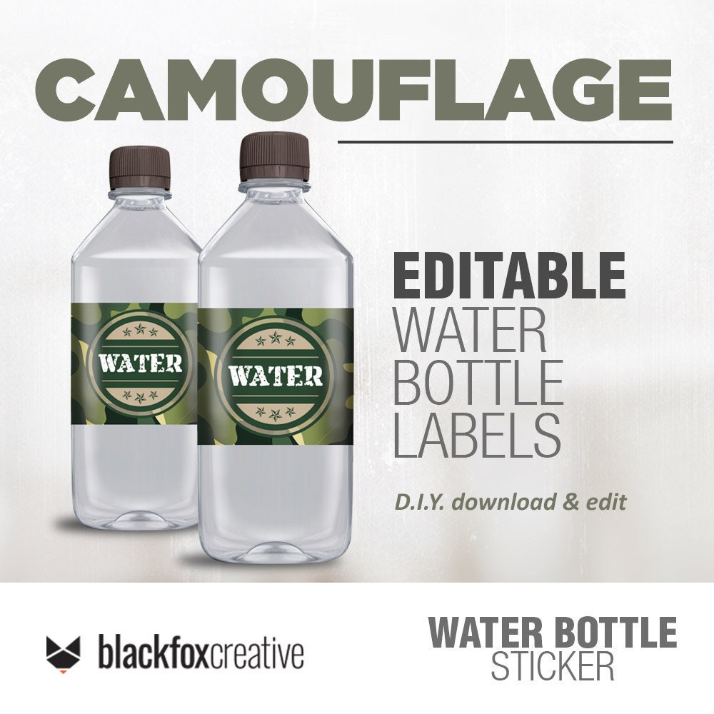 Free printable camouflage water bottle labels