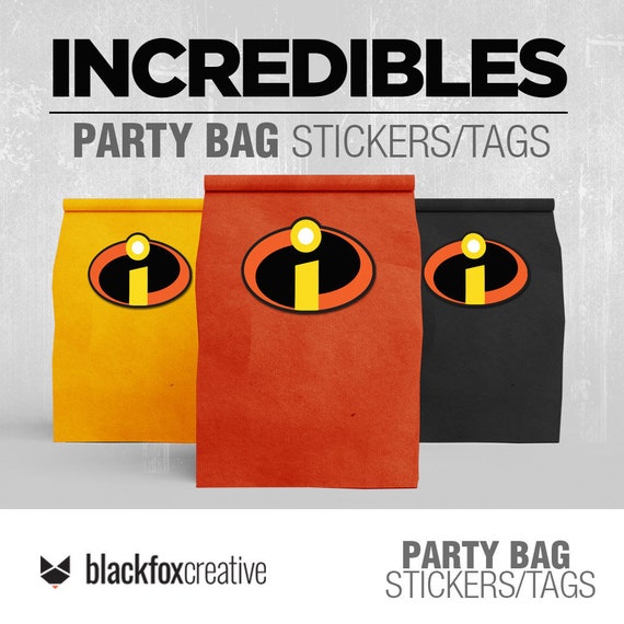 Incredibles Party Bag Sticker Loot Bag Label Incredibles Etsy