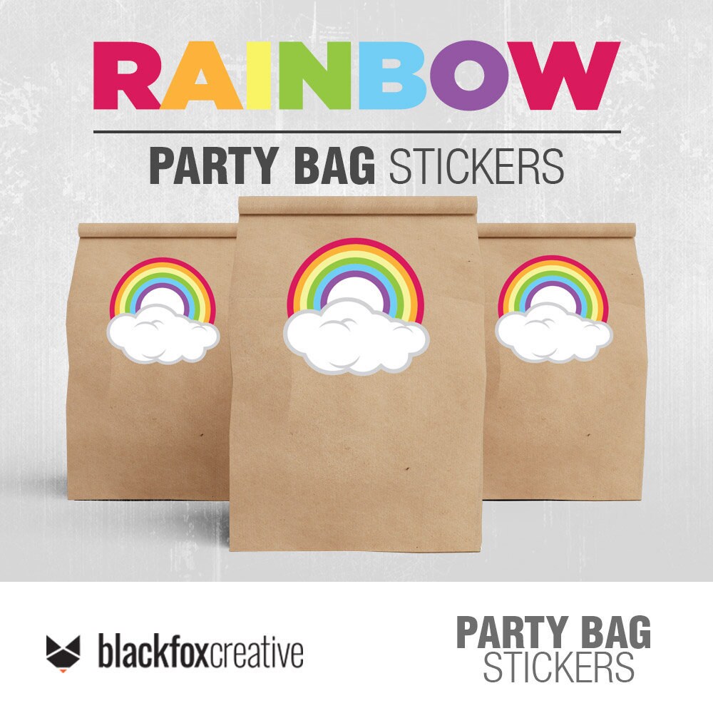 RAINBOW Party Bag Sticker Party Loot Bag Party Box Label Etsy